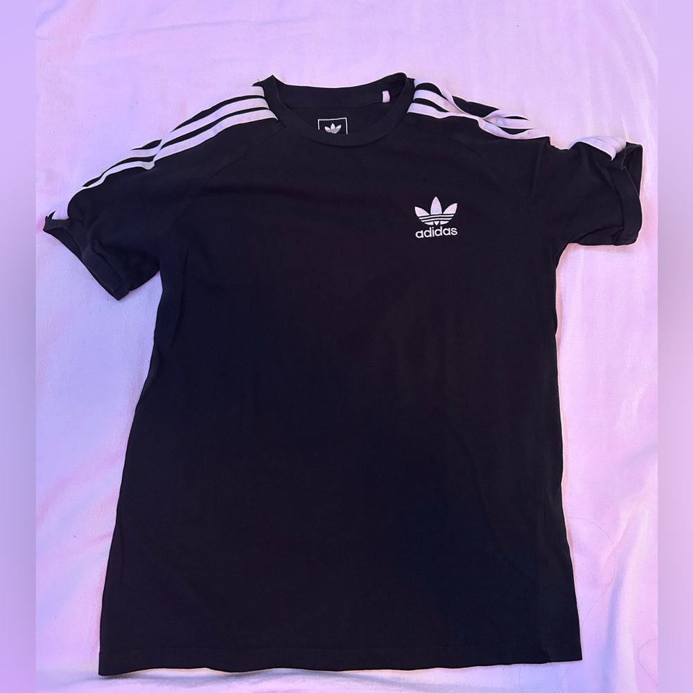 Adidas 3-strip black tee, size L (14Y)